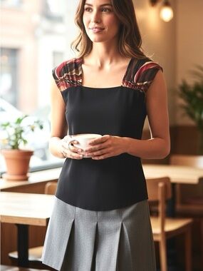 Susan Lawrence Floral Mesh Top Size Large NWT